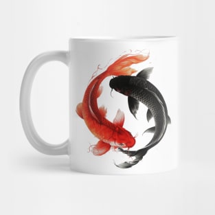 Koi Duality: A Dance in Red and Black Mug